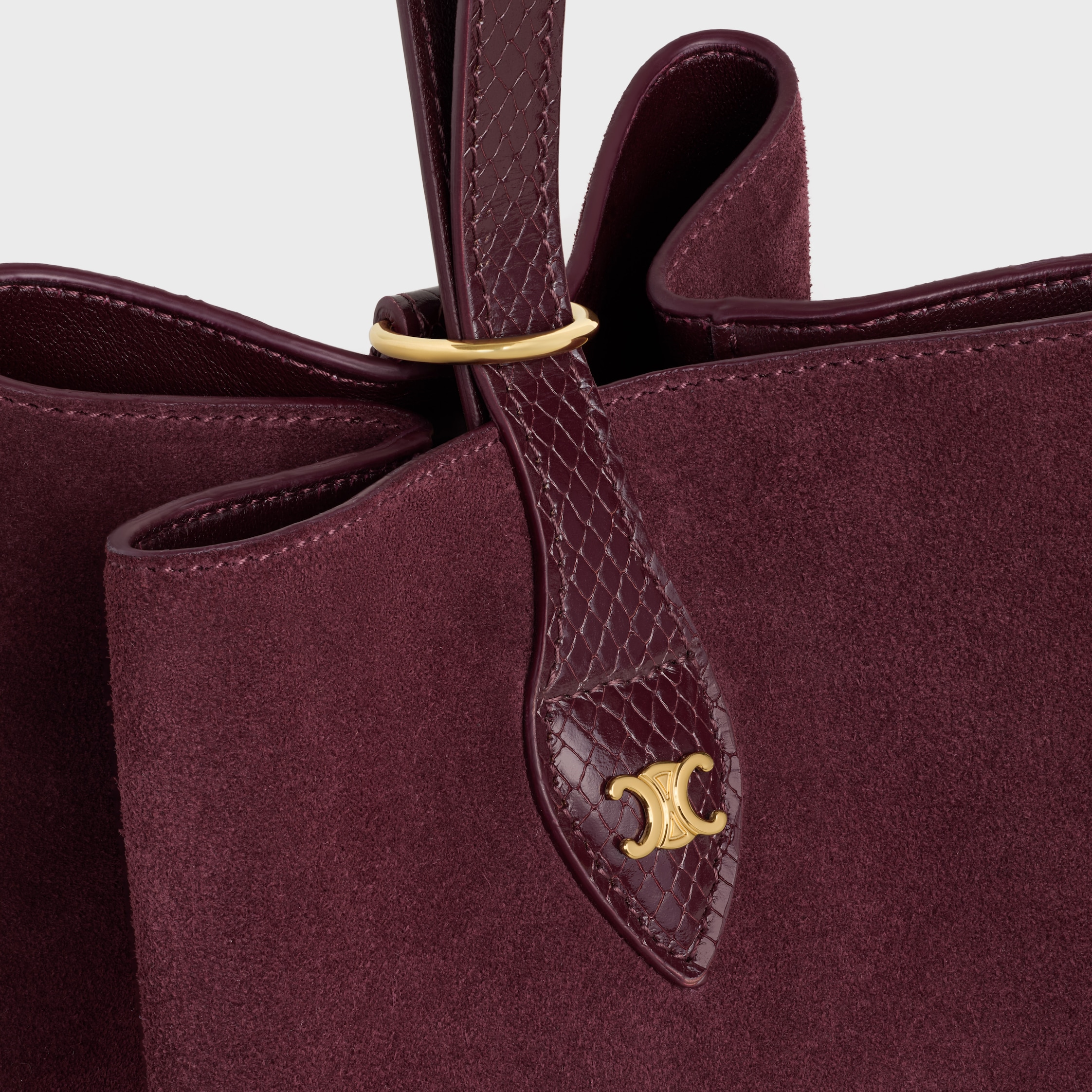 SMALL AMBER IN SUEDE AND PYTHON EFFECT CALFSKIN - BURGUNDY | CELINE