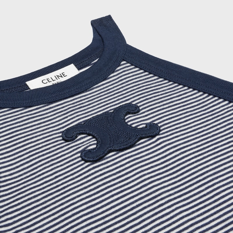 triomphe tank top in striped jersey - OFF WHITE / NAVY -  - 1 | CELINE