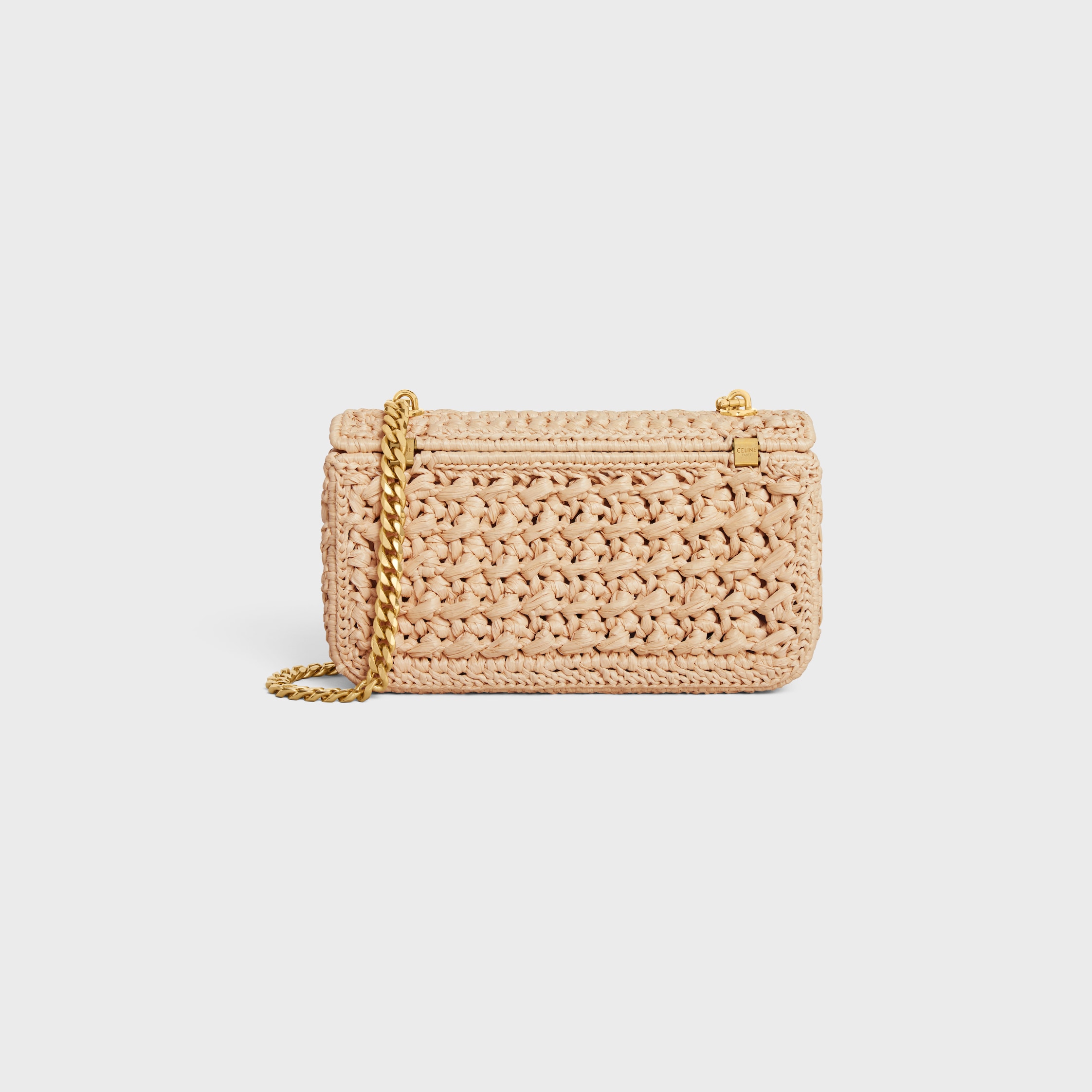 CHAIN SHOULDER BAG CLAUDE IN RAFFIA EFFECT TEXTILE - NATURAL
