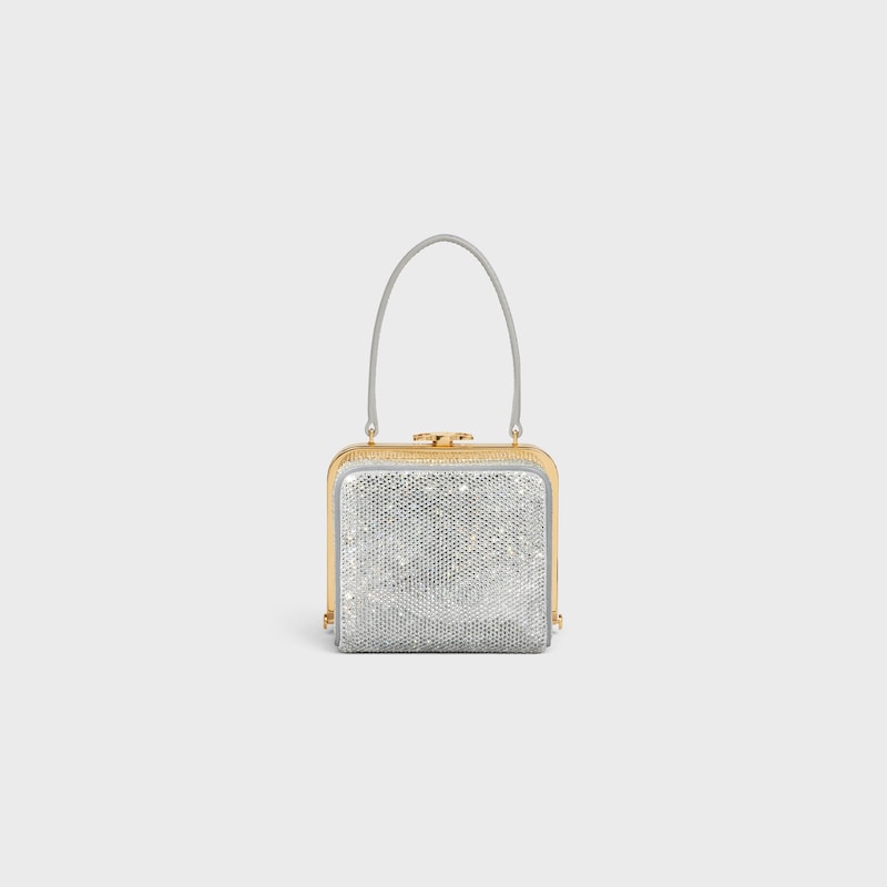 CELINE LANA MINAUDIERE in SUEDE CALFSKIN WITH STRASS - SILVER - EVENING BAGS - 1 | CELINE