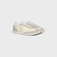 CELINE RACER - LOW TOP SNEAKER WITH TRIOMPHE IN NYLON, SUEDE CALFSKIN AND CALFSKIN - VANILLA -  - 2 | CELINE