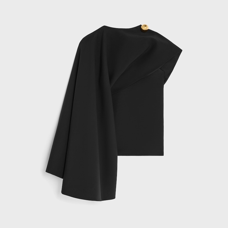 draped top IN WOOL SILK - BLACK -  - 1 | CELINE