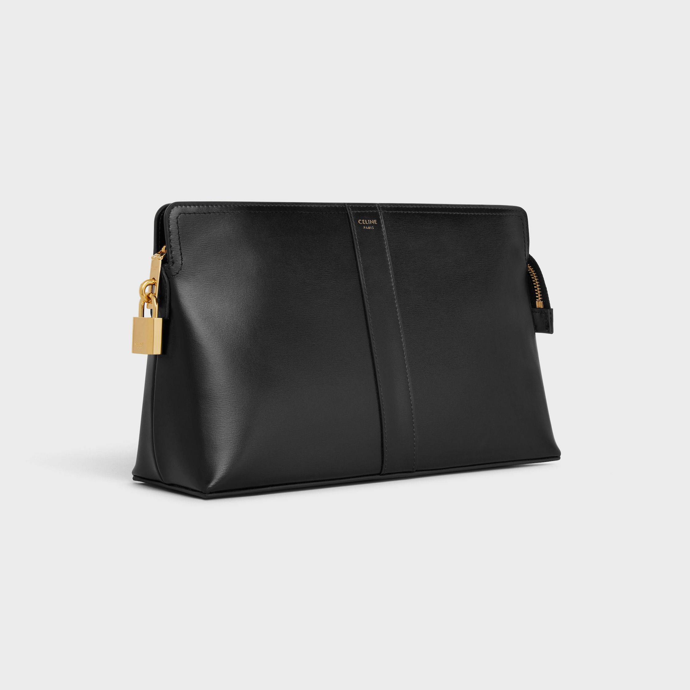 Lock Toiletry Pouch in Shiny Calfskin - BLACK | CELINE