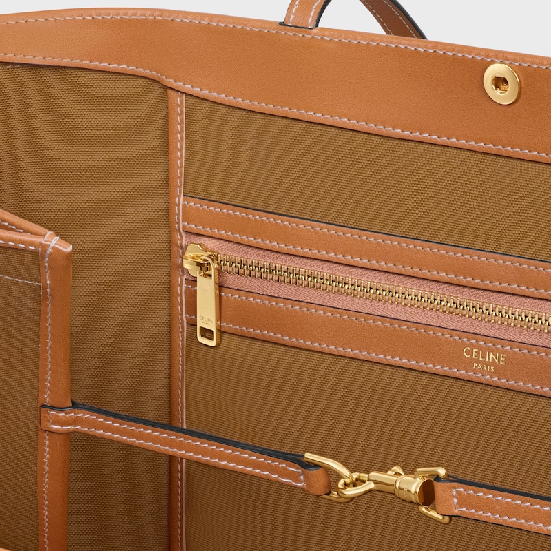 LARGE FLAT SHOPPER IN Triomphe Canvas - SANDCASTLE / SOFT LIME - TOP-HANDLE BAGS - 1 | CELINE