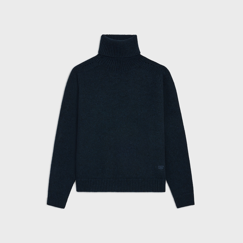 turtleneck sweater IN SEAMLESS CASHMERE - NAVY -  - 1 | CELINE
