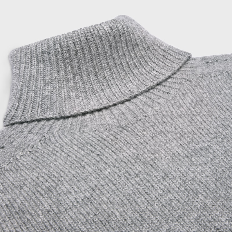 turtleneck sweater IN SEAMLESS CASHMERE - MEDIUM GREY -  - 1 | CELINE
