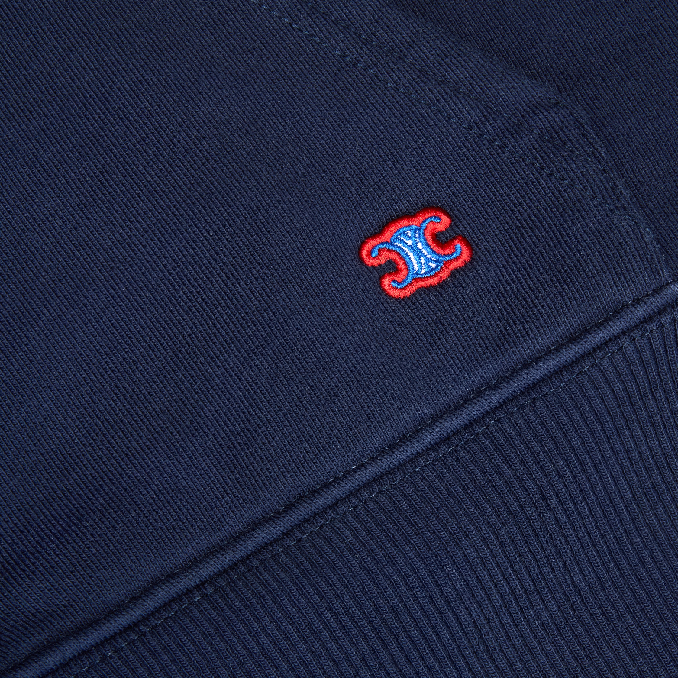 CROPPED ZIPPED HOODIE IN COTTON FLEECE - NAVY INK | CELINE