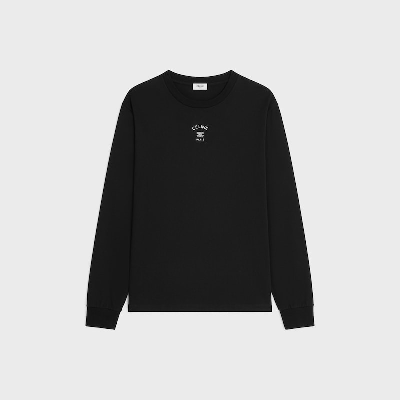 long sleeved t-shirt IN cotton jersey - BLACK / WHITE -  - 1 | CELINE