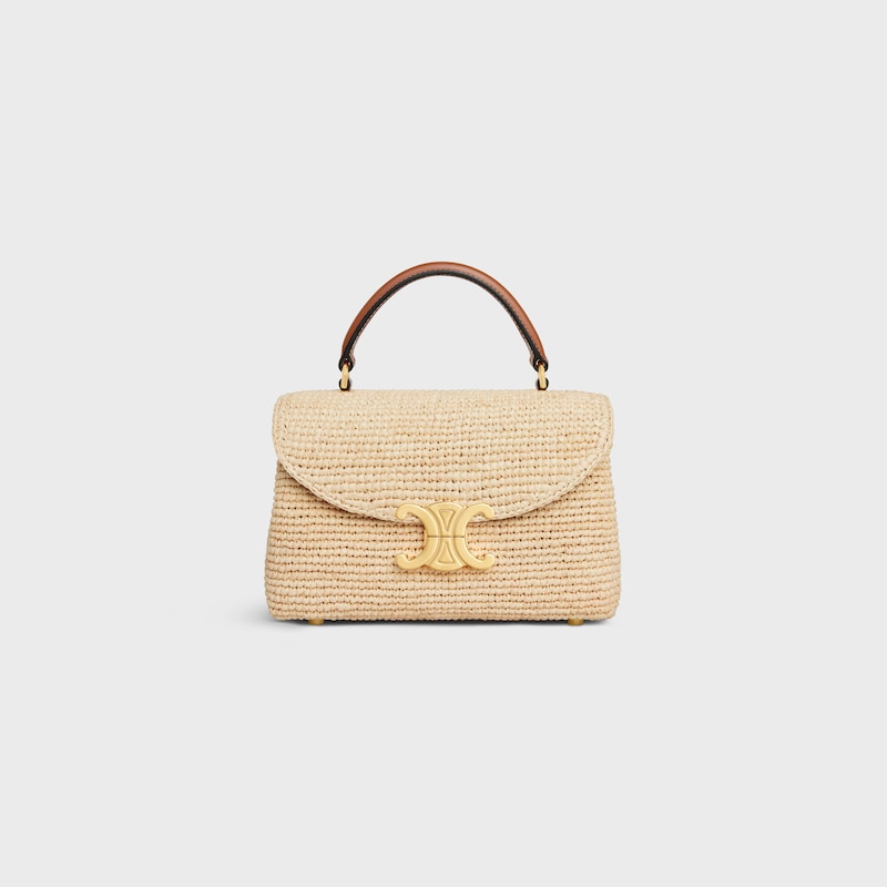 TEEN NINO BAG IN Raffia and calfskin - NATURAL / TAN - TOP-HANDLE BAGS - 1 | CELINE