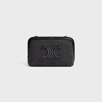 Clutch on Chain Cuir triomphe IN DENIM - DARK GREY - WALLETS ON CHAIN - 2 | CELINE