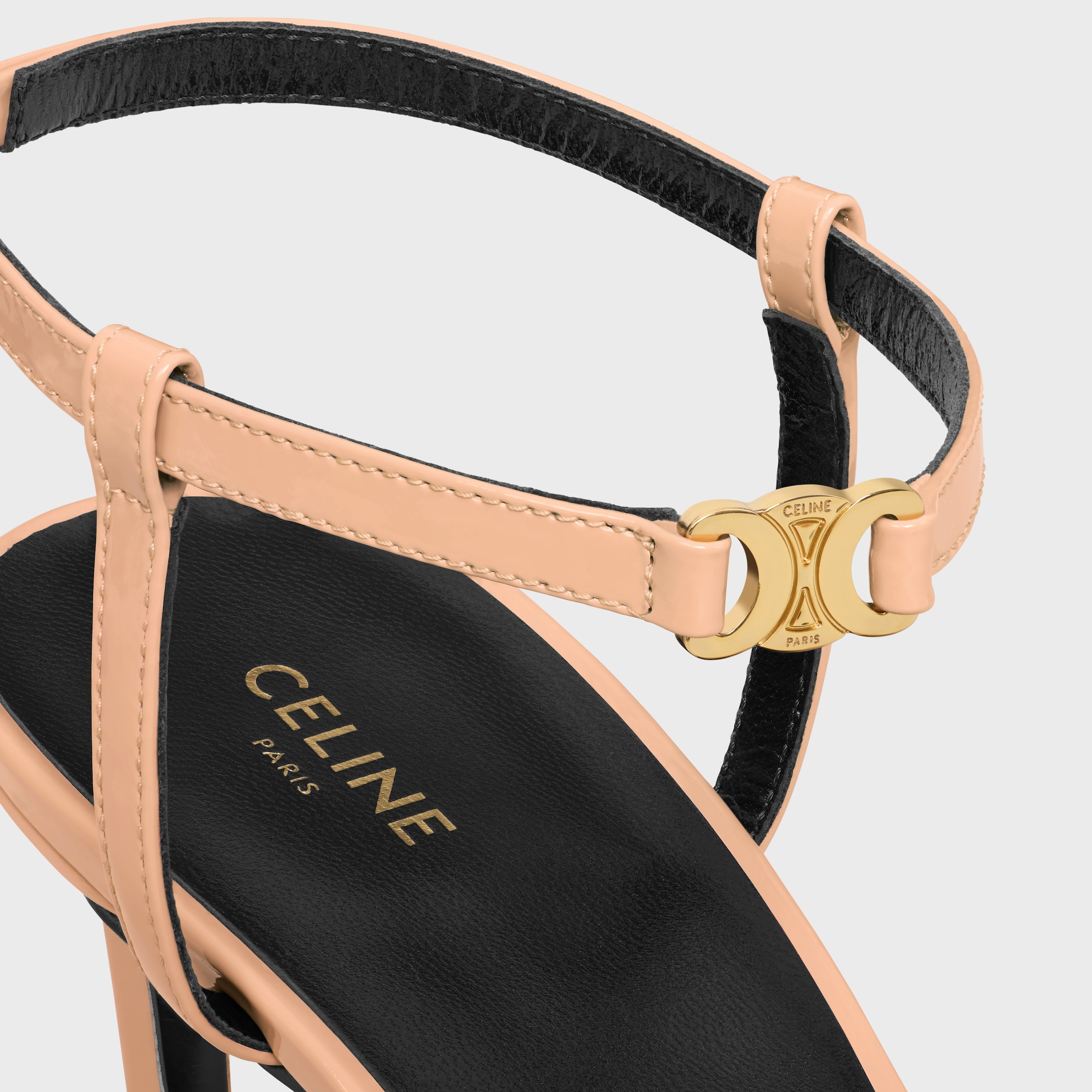 CELINE SOIR SANDAL in PATENT CALFSKIN - BEIGE ROSE | CELINE
