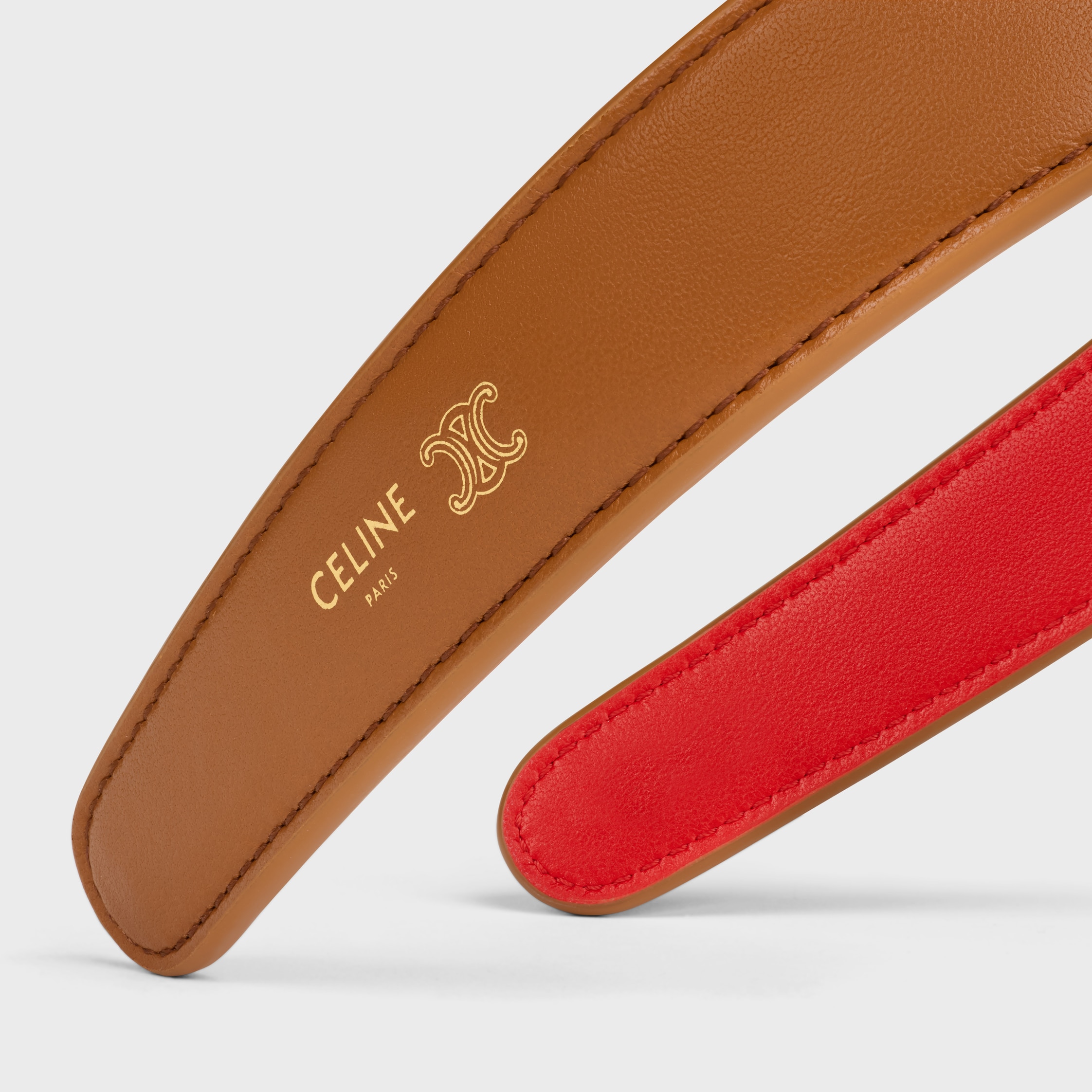 CELINE BICOLOR HEADBAND IN LAMBSKIN - TAN / RED | CELINE