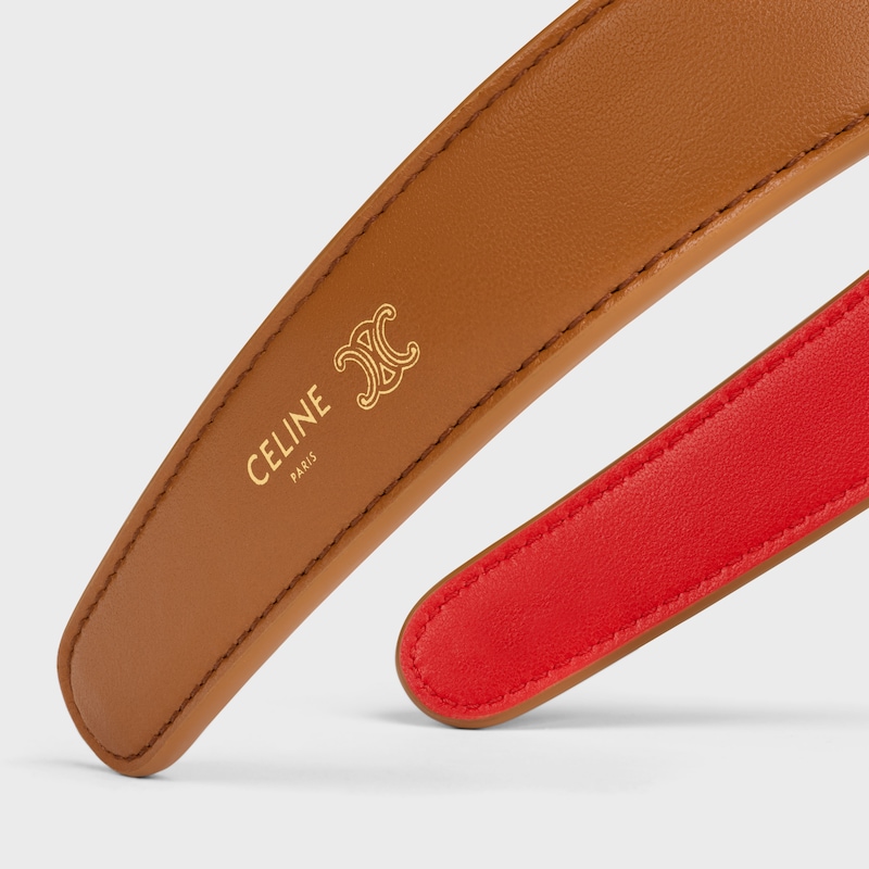 CELINE BICOLOR HEADBAND IN LAMBSKIN - TAN / RED - HAIR ACCESSORIES - 1 | CELINE