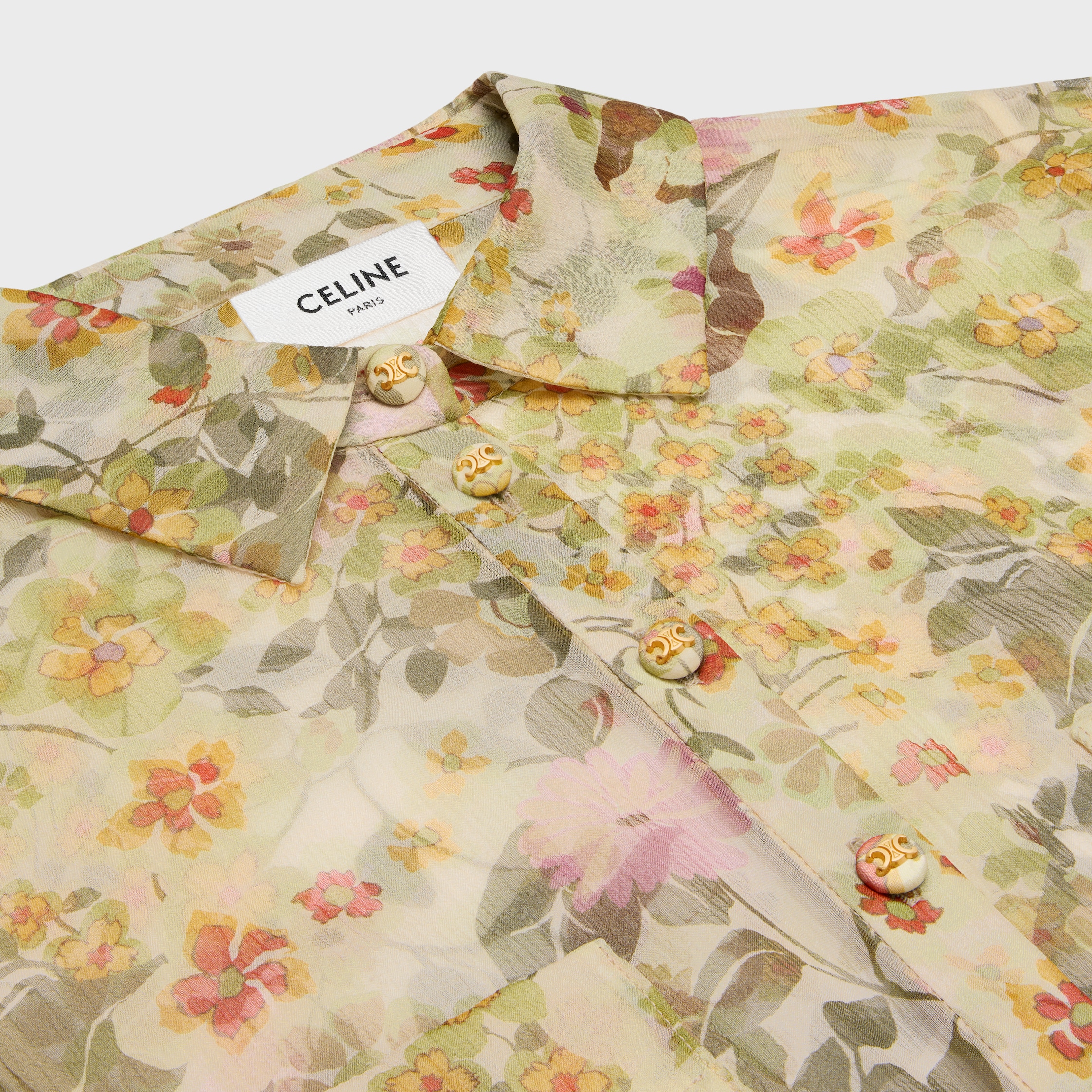 関税込 CELINE long shirt dress in silk crepon LONG SHIRT DRESS IN SILK CREPON - | CELINE