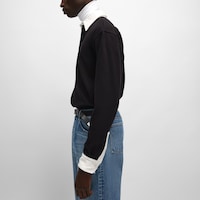 POLO jersey de coton c&ocirc;tel&eacute; - NOIR / BLANC -  - 2 | CELINE