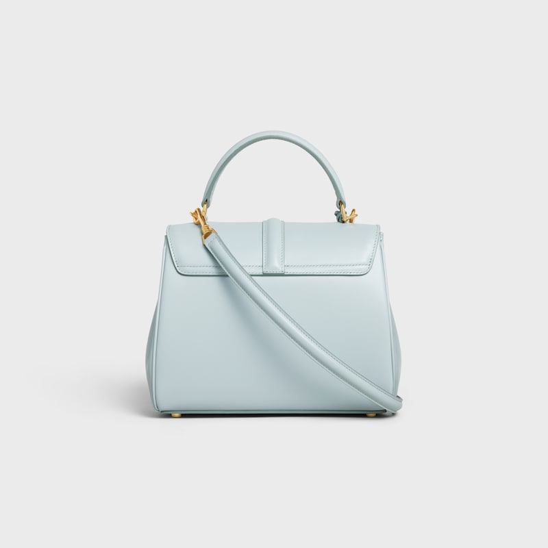 Small 16 Bag in satinated calfskin - SOFT BLUE - TOP-HANDLE BAGS - 1 | CELINE