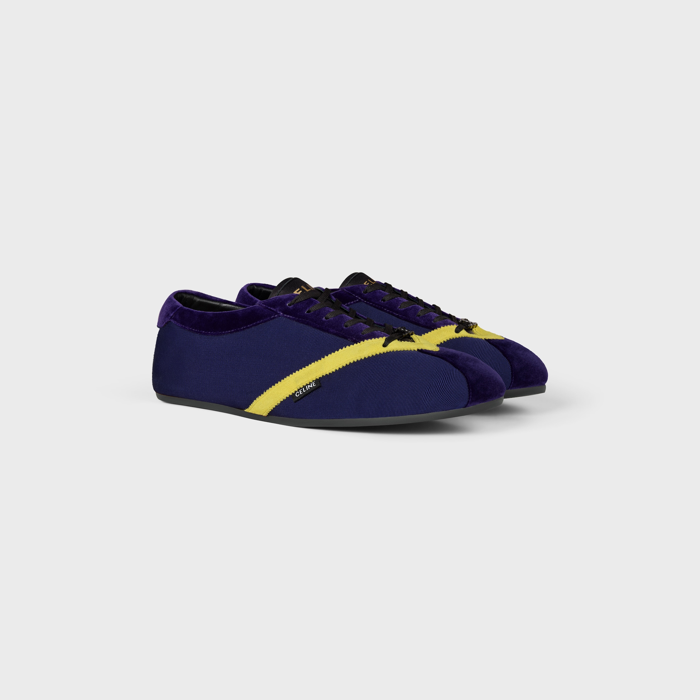 THE FLAT SNEAKER IN GROS GRAIN, VELVET, SUEDE CALFSKIN AND