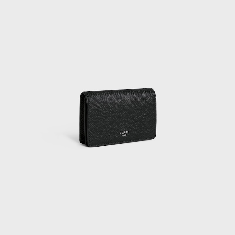 BUSINESS CARD HOLDER IN Grained Calfskin - BLACK - COIN AND CARD HOLDERS - 1 | CELINE