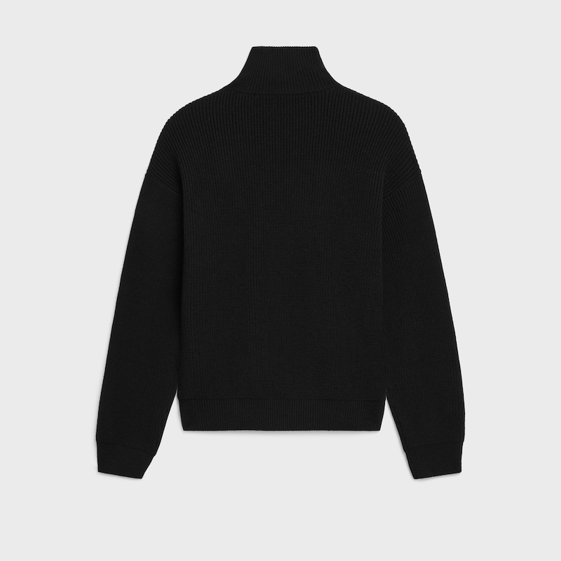 罗纹羊毛TRUCKER套头衫 - 黑色 -  - 1 | CELINE