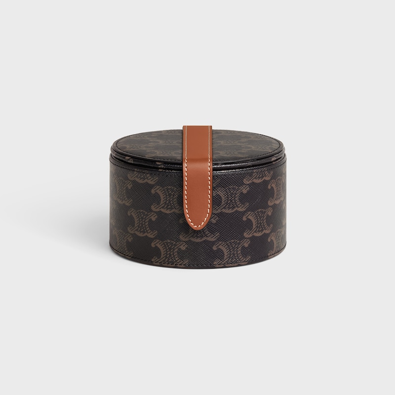 標誌印花牛皮革珠寶盒 - 棕黃色 - 精品甄選 - 1 | CELINE