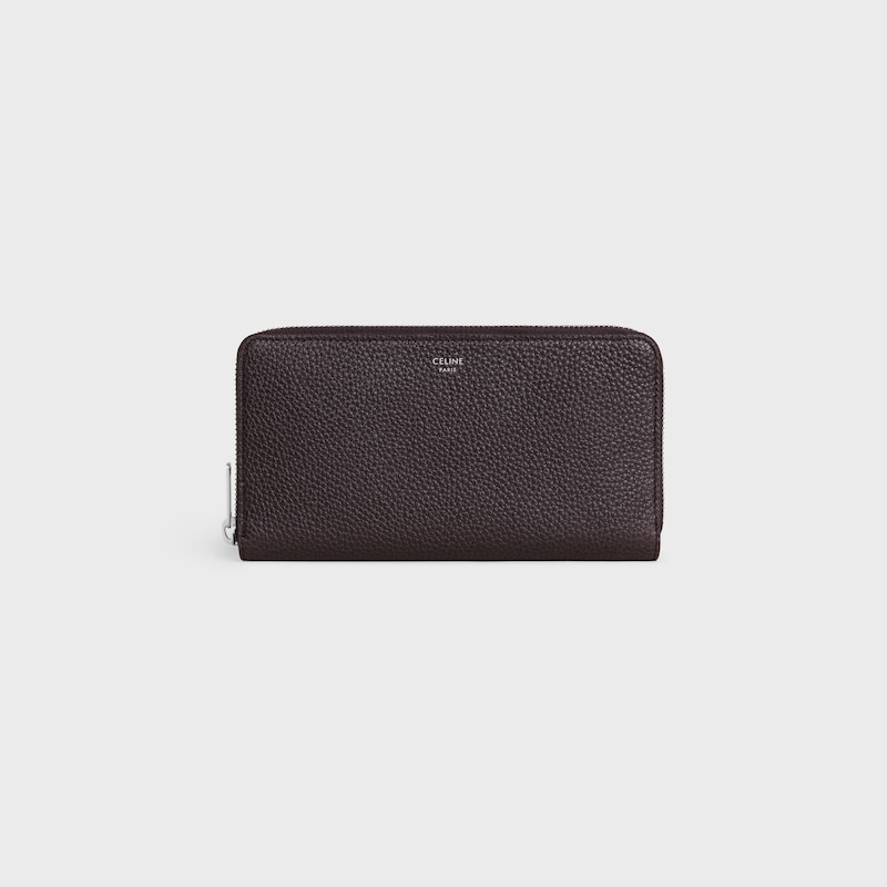 Large zipped wallet IN GRAINED CALFSKIN - ESPRESSO - LUCKY DAY SELECTION - 1 | CELINE