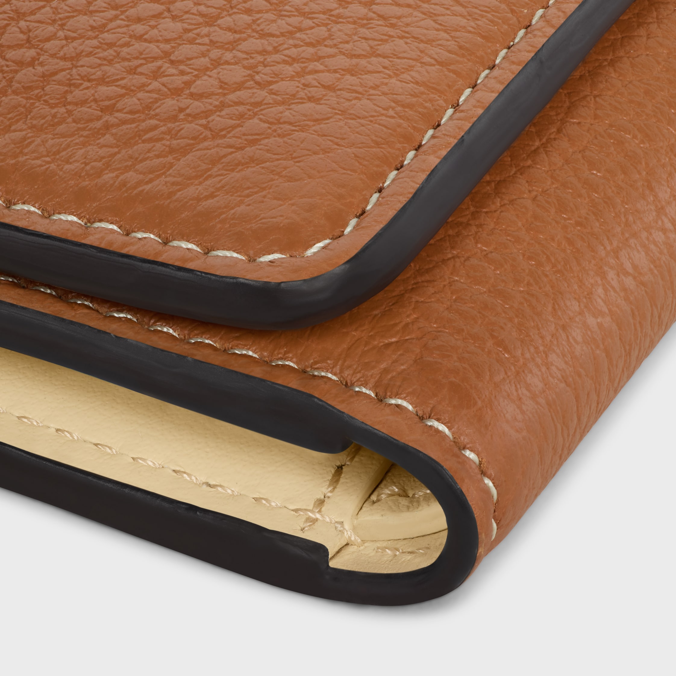 FINE WALLET TRIOMPHE STAMP IN SUPPLE GRAINED CALFSKIN - SOFT TAN