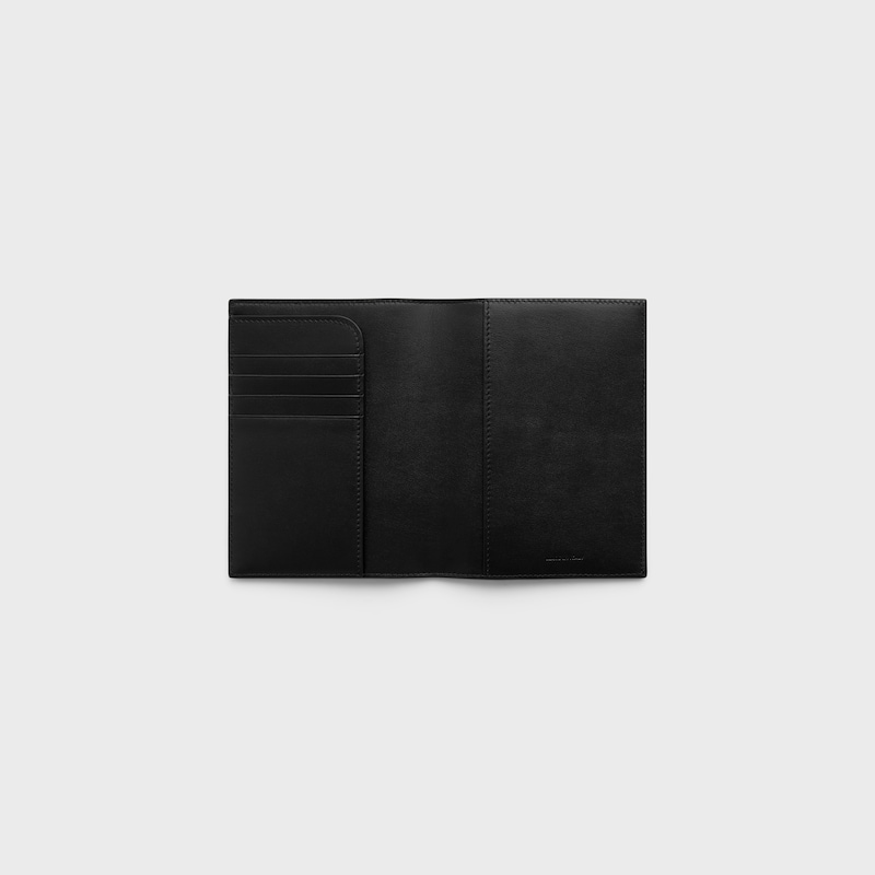 PASSPORT COVER TAKEAWAY IN SMOOTH LAMBSKIN - BLACK / ULTRA BLUE - NEW - 1 | CELINE