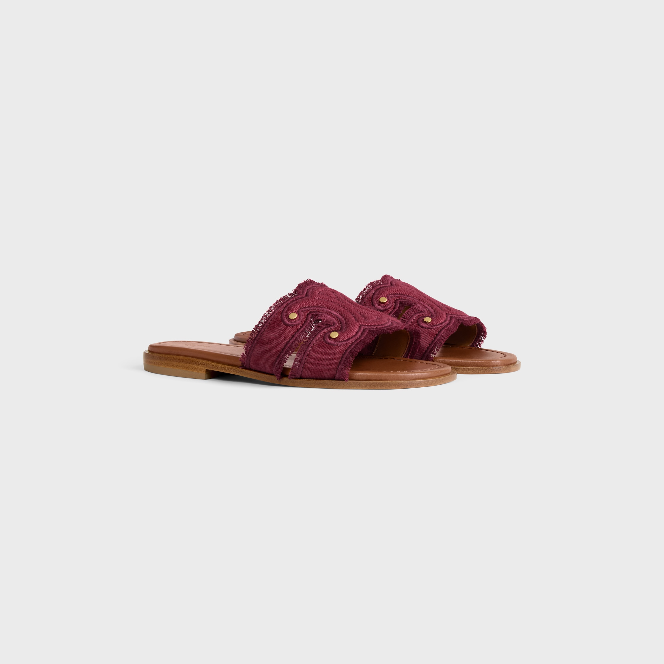 MARINA MULE IN FRINGED CANVAS - BURGUNDY | CELINE