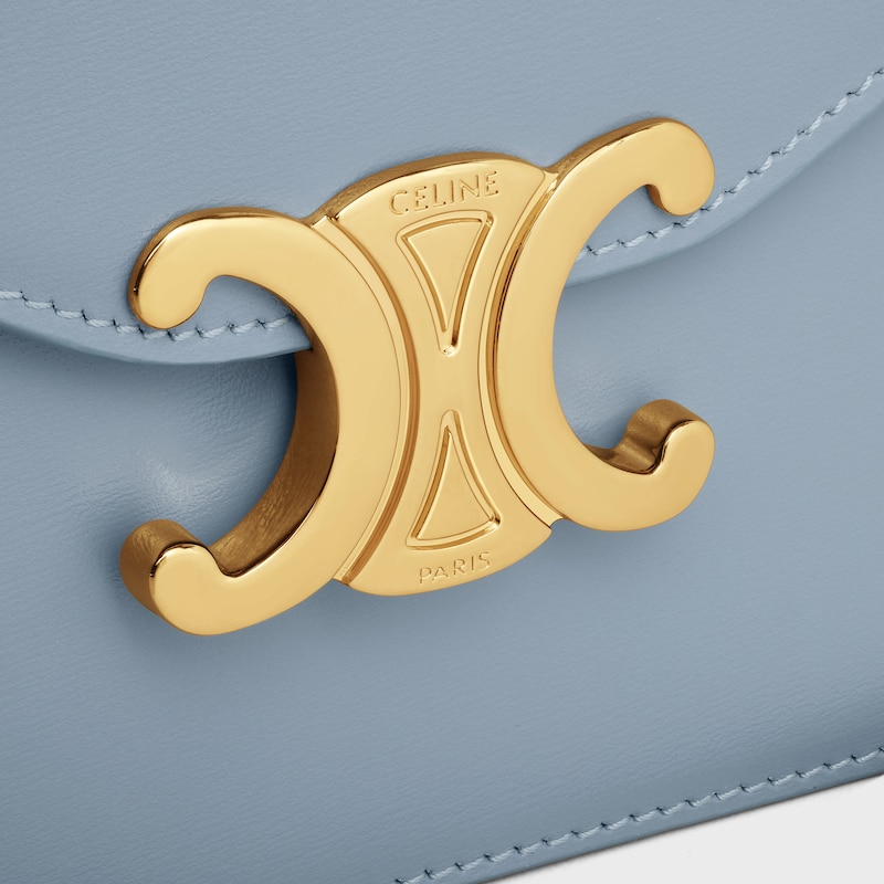 亮面牛皮革MARGO飾鍊銀包 - 藍灰色 - 链条钱包 - 1 | CELINE