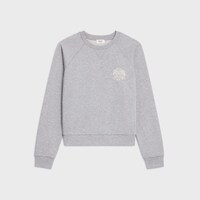 blason sweatshirt IN cashmere cotton - GREY MELANGE/CREAM -  - 1 | CELINE