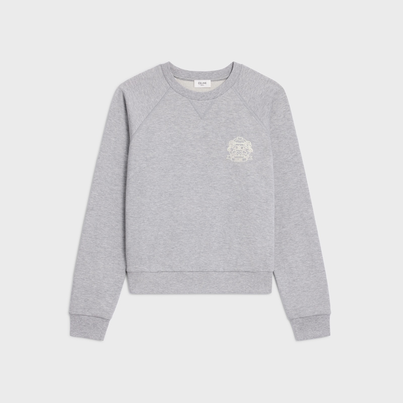 blason sweatshirt IN cashmere cotton - GREY MELANGE/CREAM -  - 1 | CELINE