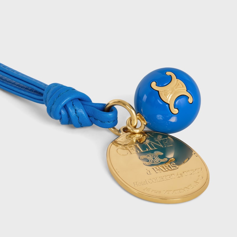 MAISON CELINE MEDALLION CHARM IN SMOOTH LAMBSKIN AND METAL - ULTRA BLUE - BAG CHARMS - 1 | CELINE