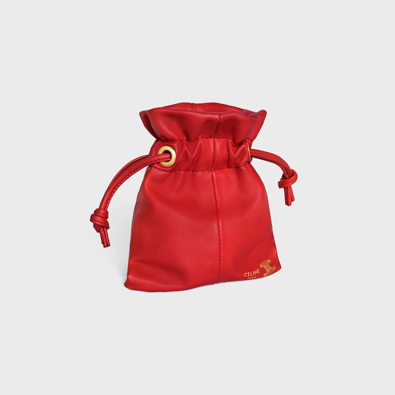 MICRO CRYSTAL POUCH IN SMOOTH LAMBSKIN - ULTRA RED - CHARMS AND ACCESSORIES - 1 | CELINE