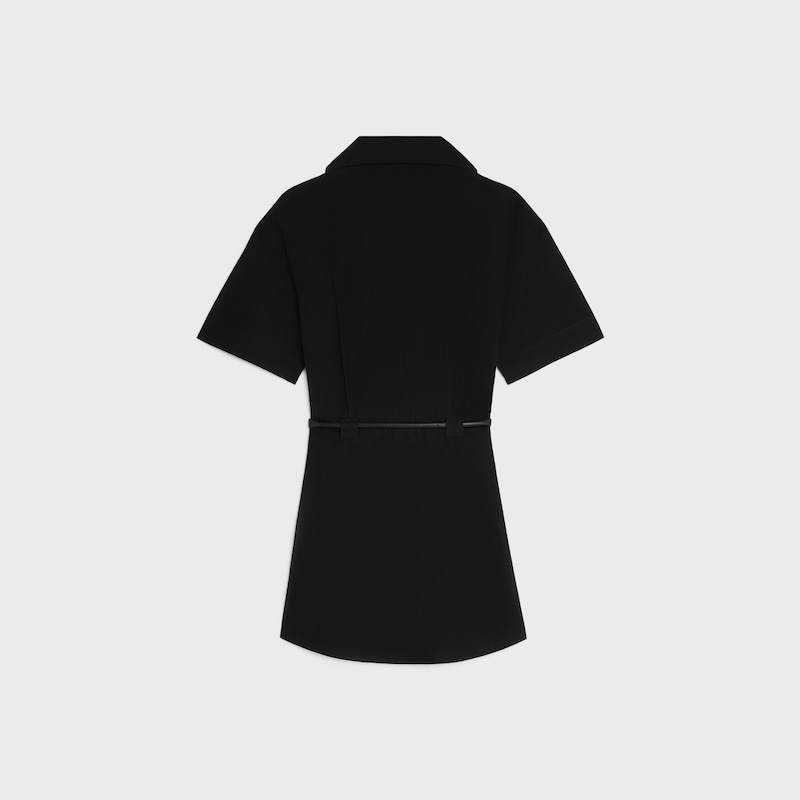 dress IN cotton and silk twill - BLACK -  - 1 | CELINE