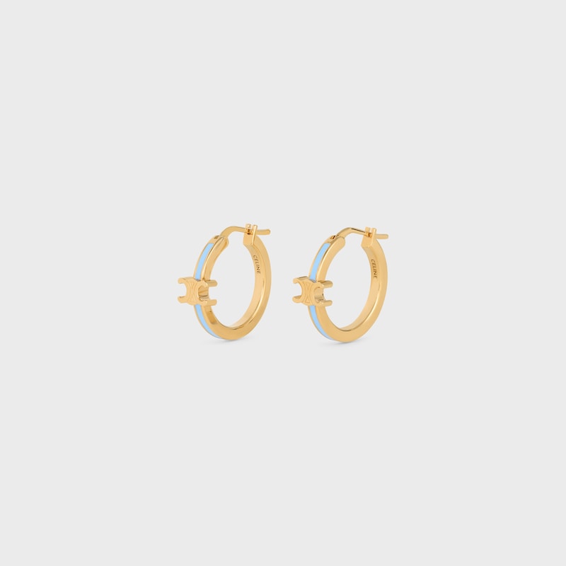 Cr&eacute;oles Triomphe en &Eacute;mail et Laiton Dor&eacute; - Bleu Clair / Dor&eacute; - BOUCLES D'OREILLES - 1 | CELINE