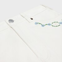 embroidered mini skirt in raw wash white denim - RAW WASH -  - 1 | CELINE