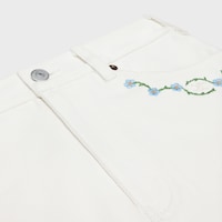embroidered mini skirt in raw wash white denim - RAW WASH -  - 2 | CELINE