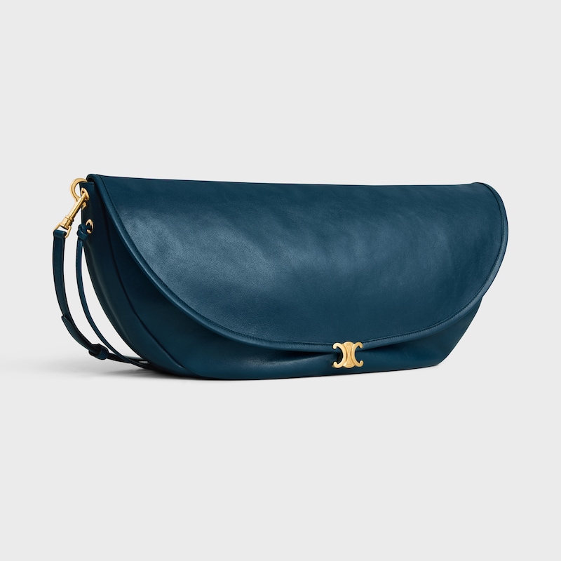 HALFMOON SOFT TRIOMPHE BAG IN SUPPLE SHINY LAMBSKIN - TEAL BLUE - HOBO AND TOTE BAGS - 1 | CELINE