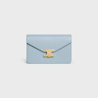 WALLET ON CHAIN MARGO in Shiny calfskin - PALE BLUE - MORE LINES - 1 | CELINE