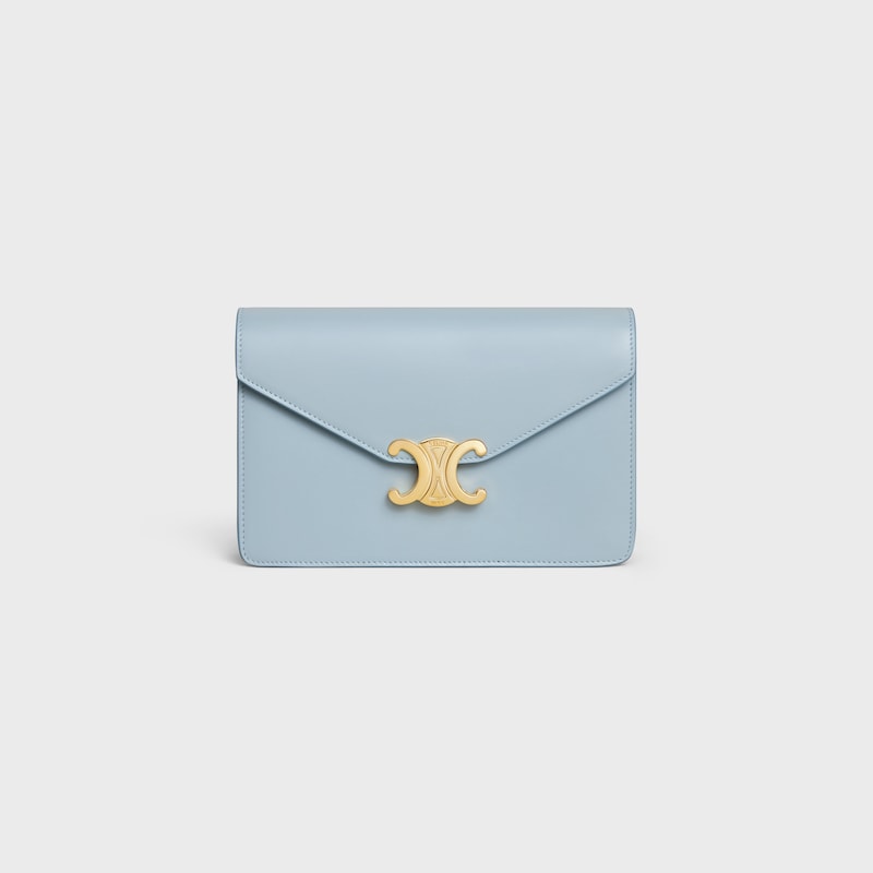 WALLET ON CHAIN MARGO in Shiny calfskin - PALE BLUE - ESSENTIAL GIFTS - 1 | CELINE