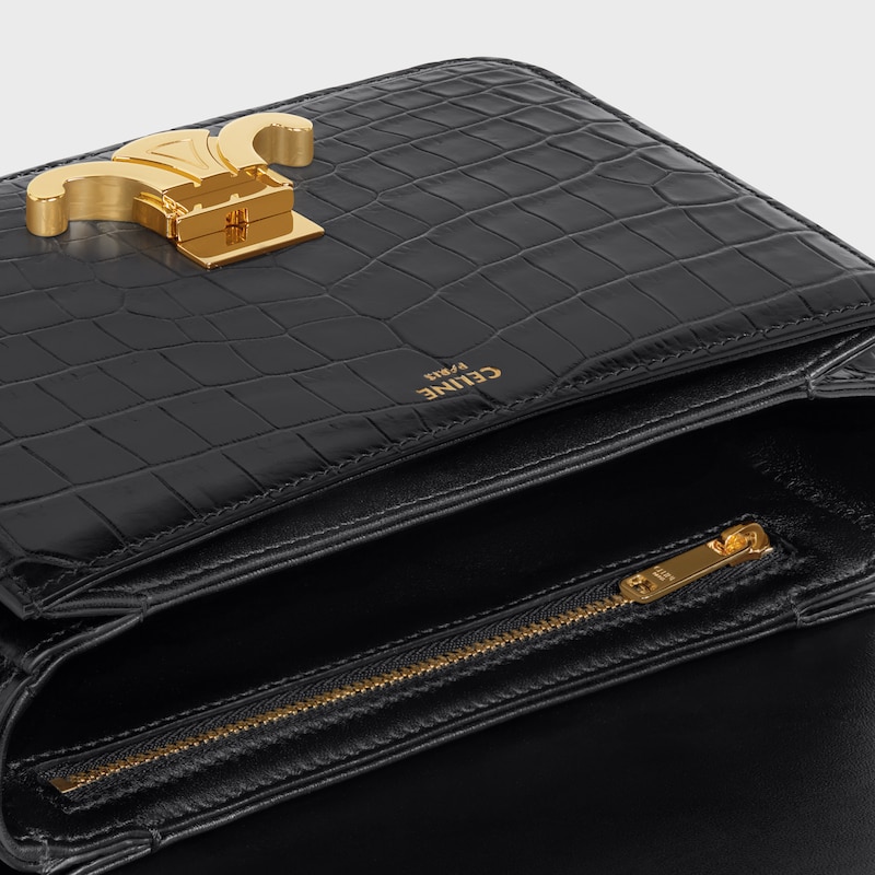 Teen Triomphe Bag in Crocodile - Black - TRIOMPHE - 1 | CELINE