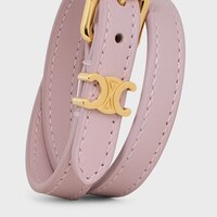 CELINE 레 퀴르 더블 팔찌 - 카프스킨 & 스틸 - 골드/블리치드 핑크 -  - 1 | CELINE