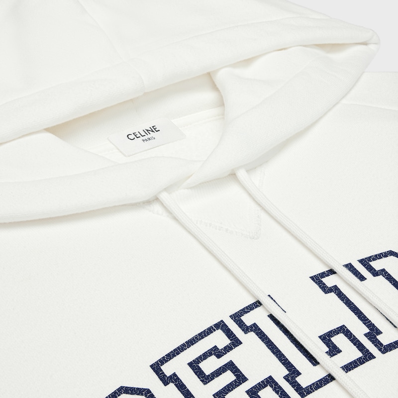 celine hoodie in fleece cotton - OFF WHITE / NAVY -  - 1 | CELINE