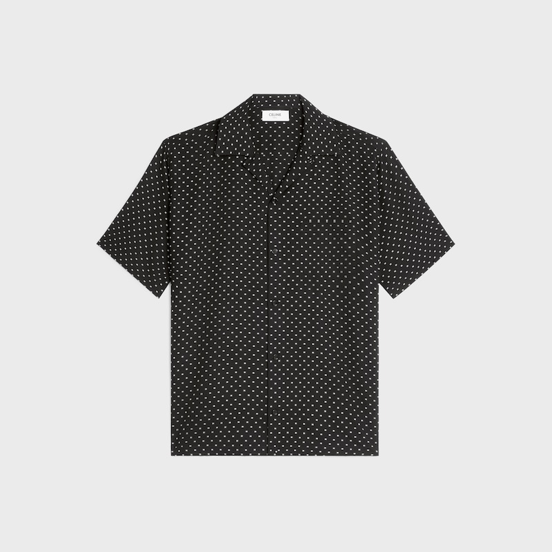 camisa hawaiana de viscosa con estampado - NEGRO/TIZA -  - 1 | CELINE