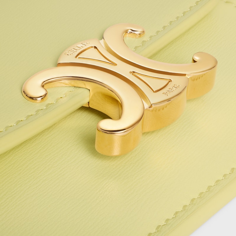 TRIOMPHE亮澤牛皮革翻蓋卡片套 - 柑橘色 - 零钱卡包 - 1 | CELINE