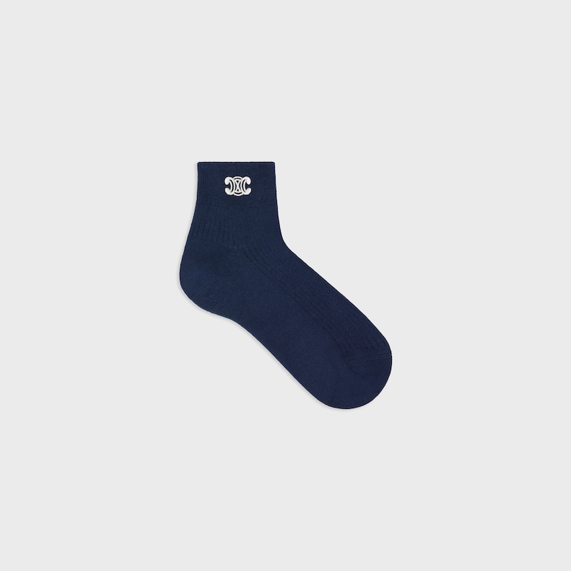 triomphe socks in cotton - DARK BLUE -  - 1 | CELINE