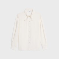 lavallière blouse in crêpe de soie and acetate - IVORY -  - 1 | CELINE