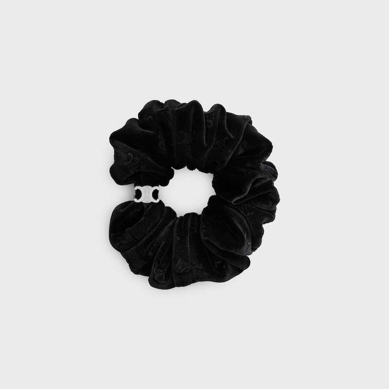SCRUNCHY COM ESTAMPA CELINE EM POLIÉSTER E LATÃO COM ACABAMENTO EM RÓDIO - PRETO/PRATEADO - - 1 | CELINE