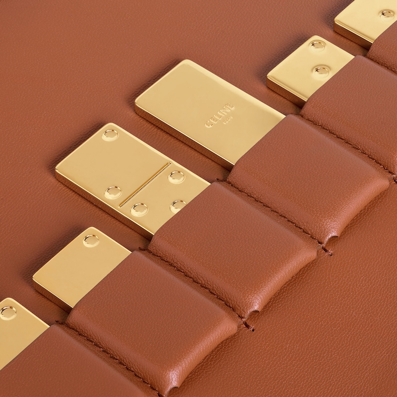 Estuche de dominó de lona Triomphe y piel de cordero - Tostado - CELINE MAISON - 1 | CELINE