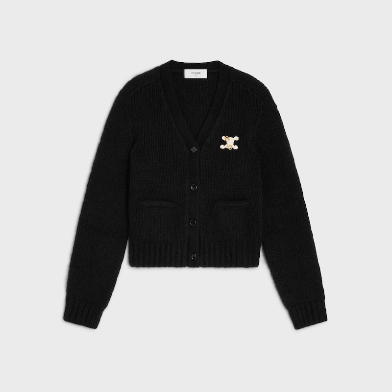 cardigan IN cashmere silk - BLACK -  - 1 | CELINE